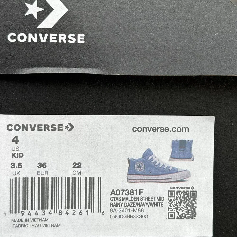 Converse Chuck Taylor All Star Youth Boys Girls Mid Top Sneaker Sz 4Y Rainy Daze